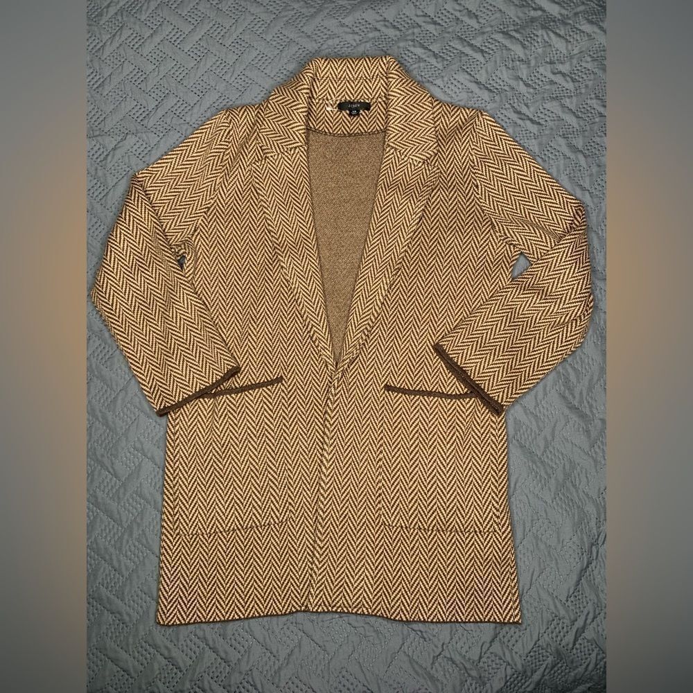 J. Crew Herringbone Blazer in Brown and Cream